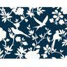 LILLIAN AUGUST 60.75 sq. ft. Coastal Haven Denim Blue Kauai Bird Toile Embossed Vinyl Unpasted Wallpaper Roll