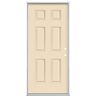 Masonite 36 in. x 80 in. 6-Panel Golden Haystack Left Hand Inswing Painted Smooth Fiberglass Prehung Front Door, Vinyl Frame