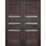 Belldinni Dora 36 in.x 84 in. Both Active 3-Lite Gray Oak Wood Composite Double Prehung Interior Door