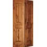 Krosswood Doors 30 in. x 80 in. Rustic Knotty Alder 2 Panel Square Top w/V-Grooves Solid Core Unfinished Wood Interior Bi-Fold Door