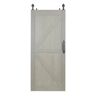 Pinecroft Montana 42 in. x 84 in. Heather Grey PVC Vinyl H/K Style Sliding Barn Door with Hardware Kit - Door Assembly Required