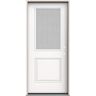 JELD-WEN 36 in. x 80 in. Left-Hand/Inswing 1/2 Lite Streamed Ripple Glass Modern White Steel Prehung Front Door