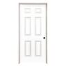 Steves & Sons 18 in. x 80 in. 6 Panel Left-Handed Solid Core White Primed Wood Single Prehung Interior Door With Bronze Hinges
