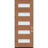 Steves & Sons Regency 36 in. x 96 in. 5 L Modern Opaque Glass RHOS Autumn Wheat-Stained Fiberglass Prehung Front Door