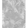 Jungle Leaves Silver Metallic Finish Vinyl on Non-Woven Non-Pasted Wallpaper Roll