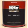 BEHR PREMIUM PLUS 1 qt. #P240-1 Cheese Powder Flat Exterior Paint & Primer