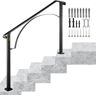 VEVOR 4 ft. Wrought Iron Handrail Fit 4 or 5 Steps Handrails for Outdoor Steps Flexible Porch Railing, Black