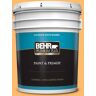 BEHR PREMIUM PLUS 5 gal. #P240-5 Cheese Puff Satin Enamel Exterior Paint & Primer