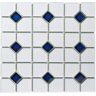 Merola Tile Oxford Matte White with Cobalt Dot 11-1/2 in. x 11-1/2 in. Porcelain Mosaic Tile (9.4 sq. ft./Case)