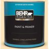 BEHR PREMIUM PLUS 1 qt. #BIC-28 Butter Creme Satin Enamel Exterior Paint & Primer