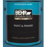 BEHR PREMIUM PLUS 1 gal. #M490-6 Living Stream Satin Enamel Exterior Paint & Primer