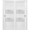 Sartodoors 4010 84 in.  x 80 in.  White Finished Wood Sliding Door with Closet Bypass Hardware