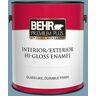 BEHR PREMIUM PLUS 1 gal. #PMD-14 Yacht Harbor Hi-Gloss Enamel Interior/Exterior Paint