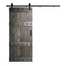 COAST SEQUOIA INC Castle Series 36 in. x 84 in. Carbon Gray DIY Knotty Pine Wood Sliding Barn Door with Hardware Kit
