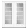 Masonite 72 in. x 80 in. Primed Fiberglass Prehung Left-Hand Inswing GBG 15-Lite Clear Glass Patio Door with Vinyl Frame