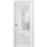 Sartodoors 2552 42 in. x 84 in. 3 Panel White Finished Wood Sliding Door with Pocket Hardware