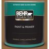 BEHR PREMIUM PLUS 1 qt. #QE-31 Barcelona Brown Semi-Gloss Enamel Exterior Paint & Primer