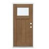 MP Doors 36 in. x 80 in. Medium Oak Left-Hand Inswing LowE Classic Craftsman Stained Fiberglass Prehung Front Door