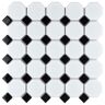 Merola Tile Metro Octagon Matte White with Black Dot 11-1/2 in. x 11-1/2 in. Porcelain Mosaic Tile (9.4 sq. ft./Case)