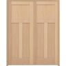 Steves & Sons 48 in. x 80 in. Universal 3-Pnl Mission Unfinished Red Oak Wood Double Prehung Interior French Door with Bronze Hinges