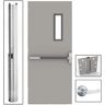 LIF Industries, Inc 36 in. x 84 in. Gray Flush Exit with 5x20 VL Left-Hand Fireproof Steel Commercial Door with Knockdown Frame