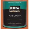 BEHR PREMIUM PLUS 1 qt. #S-H-250 Pumpkin Patch Semi-Gloss Enamel Exterior Paint & Primer