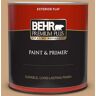 BEHR PREMIUM PLUS 1 qt. #S260-4 Pelican Tan Flat Exterior Paint & Primer