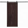 northbeam 36 in. x 84 in. Canadian Hemlock Distressed Smoke Sliding Barn Door with Hardware Kit