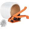 VEVOR Packaging Strapping Banding Kit with Strapping Tensioner Tool, 328 ft. Length Woven Strapping Cord Band, 100 Metal Seals