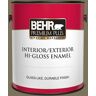 BEHR PREMIUM PLUS 1 gal. #380F-7 Crocodile Hi-Gloss Enamel Interior/Exterior Paint