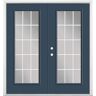 Masonite 72 in. x 80 in. Night Tide Fiberglass Prehung Right-Hand Inswing GBG 15-Lite Clear Glass Patio Door with Brickmold