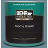 BEHR PREMIUM PLUS 1 qt. #BIC-22 Relaxed Blue Semi-Gloss Enamel Exterior Paint & Primer