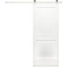 Pacific Entries 42 in. x 84 in. Shaker 2-Panel Primed Wood Interior Barn Door with Satin Nickel Hardware