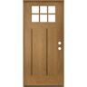 Krosswood Doors PINNACLE Craftsman 36 in. x 80 in. 6-Lite Left-Hand/Inswing Clear Glass Bourbon Stain Fiberglass Prehung Front Door
