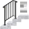 VEVOR 2 ft. Handrails for Outdoor Steps Fit 2 or 3 Steps Outdoor Stair Railing Wrought Iron Handrail with baluster, Black