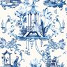 East Of The Moon Chinoiserie Delft Vinyl Peel and Stick Wallpaper (Cover 30.75 sq. ft. )