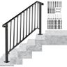 VEVOR 4 ft. Handrails for Outdoor Steps Fit 4 or 5 Steps Outdoor Stair Railing Wrought Iron Handrail with baluster, Black