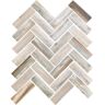 Apollo Tile White Cream 11 in. x 12.6 in. Herringbone Matte Finished Glass Mosaic Tile (9.63 sq. ft./Case)