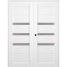 Belldinni Dora 48 in.x 96 in. Right Hand Active 3-Lite Bianco Noble Wood Composite Double Prehung Interior Door