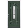 Masonite 36 in. x 80 in. Providence Center Arch Right-Hand Inswing Painted Steel Prehung Front Exterior Door with Brickmold