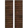 Dogberry 14 in. x 84 in. Wood Horizontal Slat Coffee Brown Board and Batten Shutters Pair