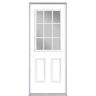 Masonite 32 in. x 80 in. 9 Lite Pure White Right-Hand Inswing Painted Smooth Fiberglass Prehung Front Exterior Door, Vinyl Frame