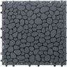 Gardenised Plastic Interlocking Cobbled Stone Look Garden Pathway Tiles, Decorative Floor Grass Pavers Anti- Slip Mat (5-Pack)