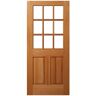 Builders Choice 32 in. x 80 in. 2-Panel Universal 9-Lite TDL Clear Glass Unfinished Fir Wood Front Door Slab with Ovolo Sticking