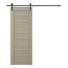 Belldinni Rita 24 in. x 80 in. x 1-3/4 in. 3-Lite Frosted Glass Shambor Composite Core Wood Sliding Barn Door with Hardware Kit