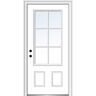 MMI Door 36 in. x 80 in. Simulated Divided Lites Right-Hand 3/4-Lite Clear 2-Panel Primed Fiberglass Smooth Prehung Front Door