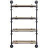 Urbane 4-Tiered Industrial Aged Wood Print MDF and Metal Pipe Floating Wall Shelf 28 in. W. x 9 in. Corner Molding