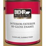 BEHR PREMIUM PLUS 1 gal. #S310-5 Brazilian Citrine Hi-Gloss Enamel Interior/Exterior Paint