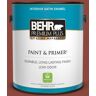 BEHR PREMIUM PLUS 1 gal. #PPF-30 Deep Terra Cotta Satin Enamel Low Odor Interior Paint & Primer