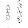 HOUSE OF FORGINGS Scrolls 44 in. x 0.5 in. Satin Black Large Spiral Scroll Solid Wrought Iron Baluster